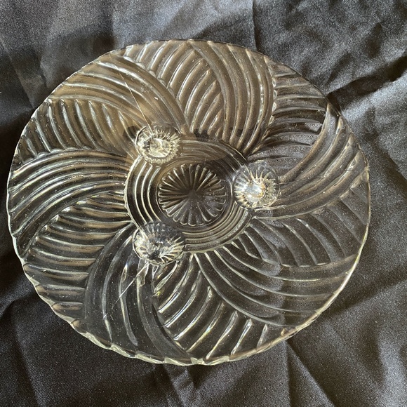 Vintage 1940's 10" Anchor Hocking Prismatic Swirl Pedestal Bowl - Picture 1 of 11